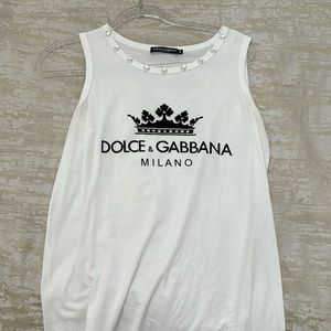 Dolce and Gabbana white Tank with Jewels- Size 40. Almost like new. Worn once.